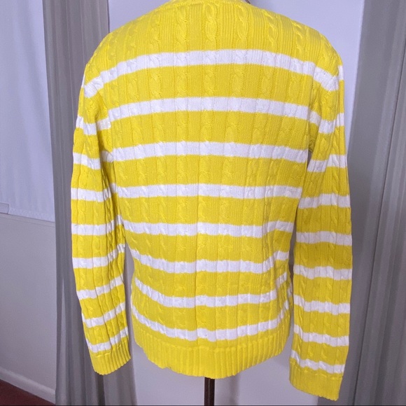Lauren Ralph Lauren Yellow Cableknit  Sweater M - Picture 7 of 8